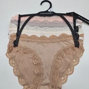 NWT Tahari Woman's 4 pack Size S/P Lace Trim Solid Color Sexy Panties